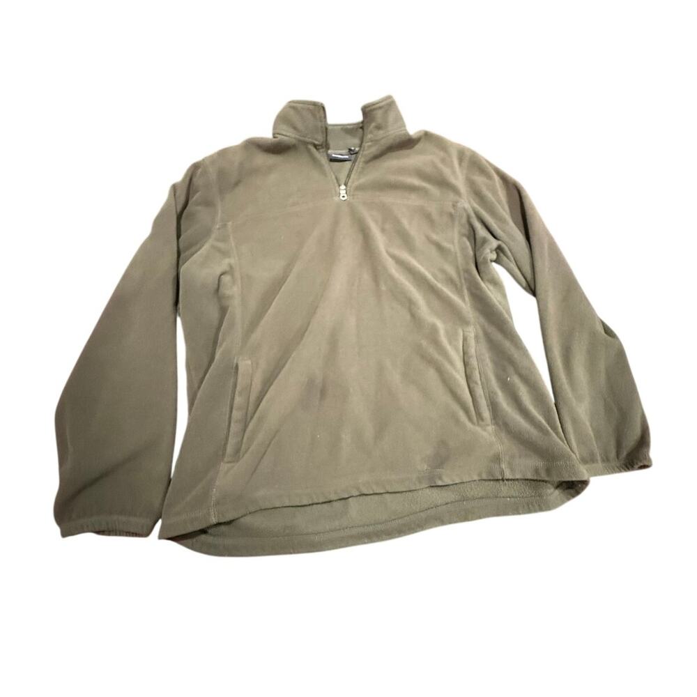 Croft & Barrow Women's Olive Green Quarter Zip Fleece Pullover Sweater Size XL